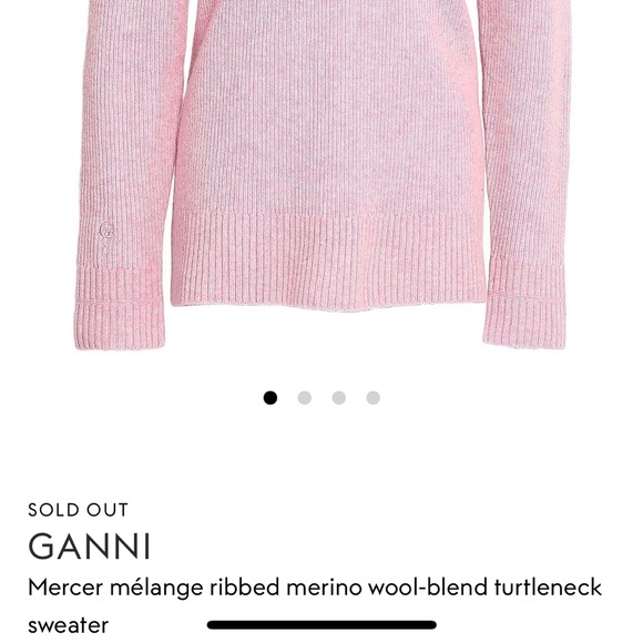 GANNI ribbed merino wool yak blend turtleneck sweater Small knit pink - Picture 7 of 10